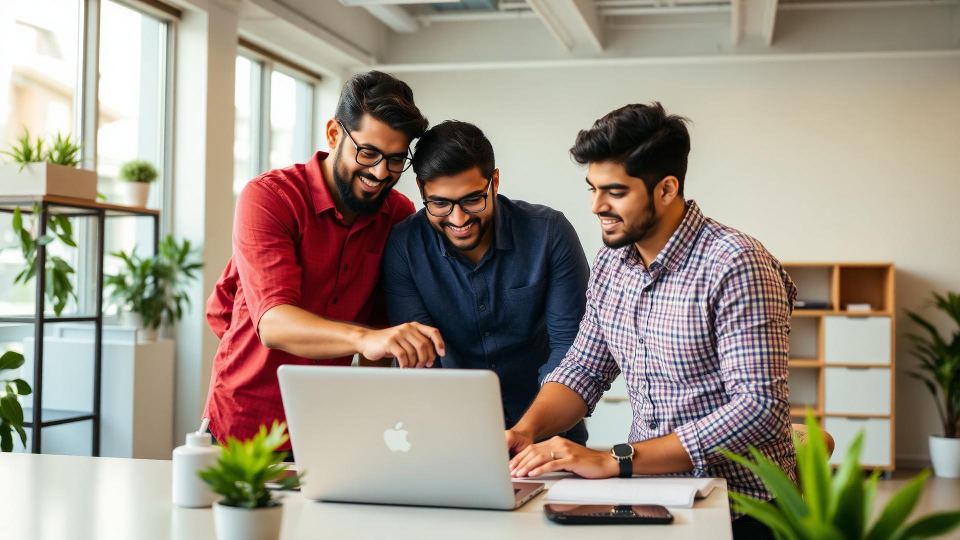 Young Indian entrepreneurs collaborating on startup idea
